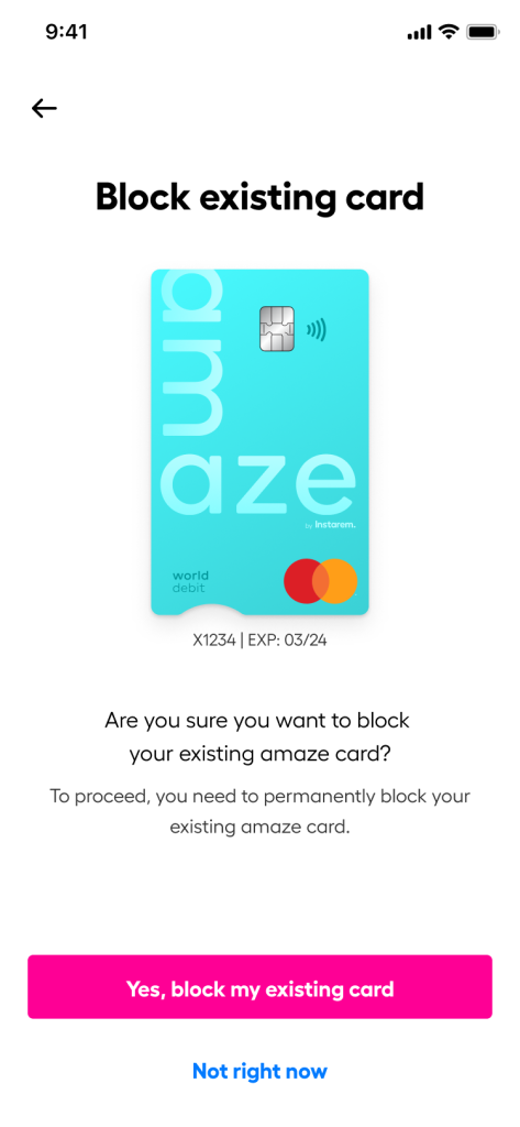 instarem amaze block card